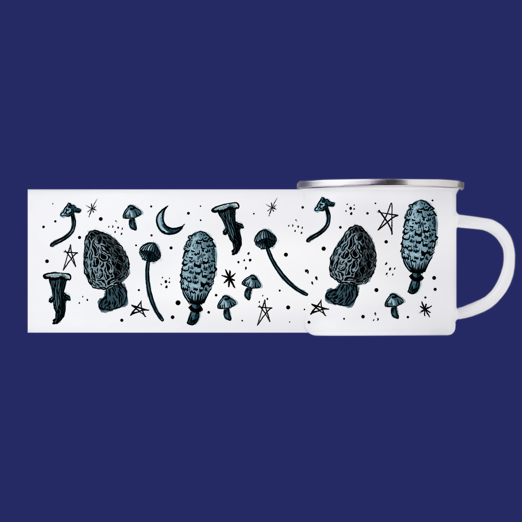 Black Mushroom Magic | 10 oz Enamel Mug