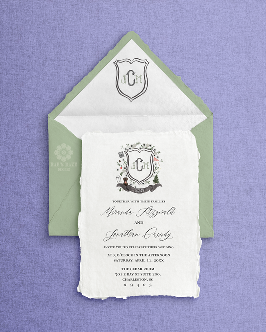 Custom Watercolor Wedding Family Crest | Digital Download